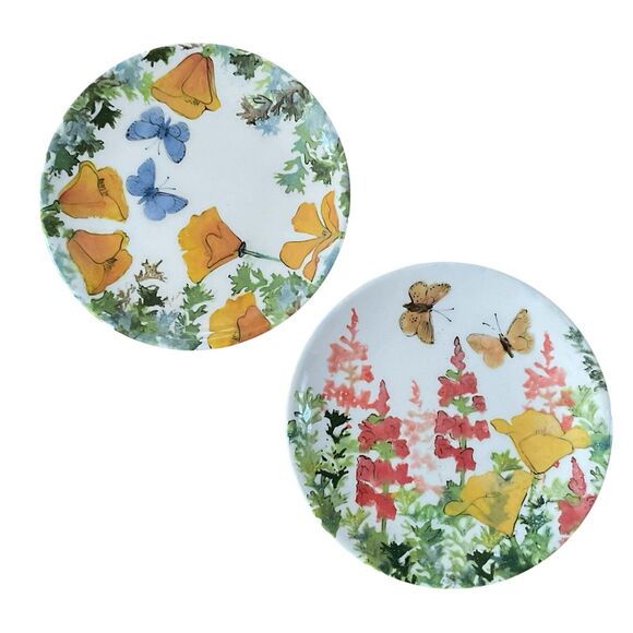 Rainbow Gate Santa Fe New Mexico Floral Plate Handmade Poppies Butterflies 10.5” - Picture 10 of 10